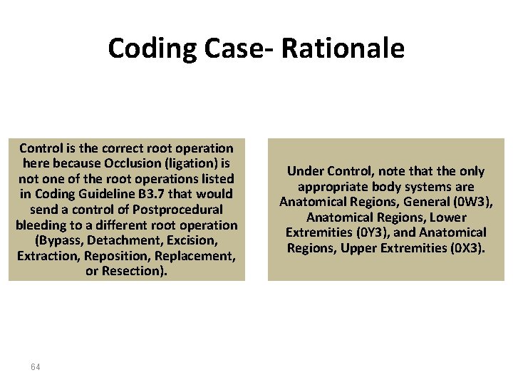 Coding Case- Rationale Control is the correct root operation here because Occlusion (ligation) is
