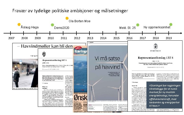 Fravær av tydelige politiske ambisjoner og målsetninger Ola Borten Moe Åslaug Haga 2007 2008