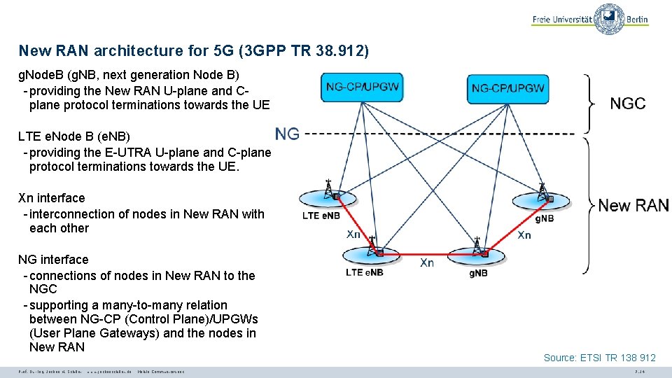 New RAN architecture for 5 G (3 GPP TR 38. 912) g. Node. B