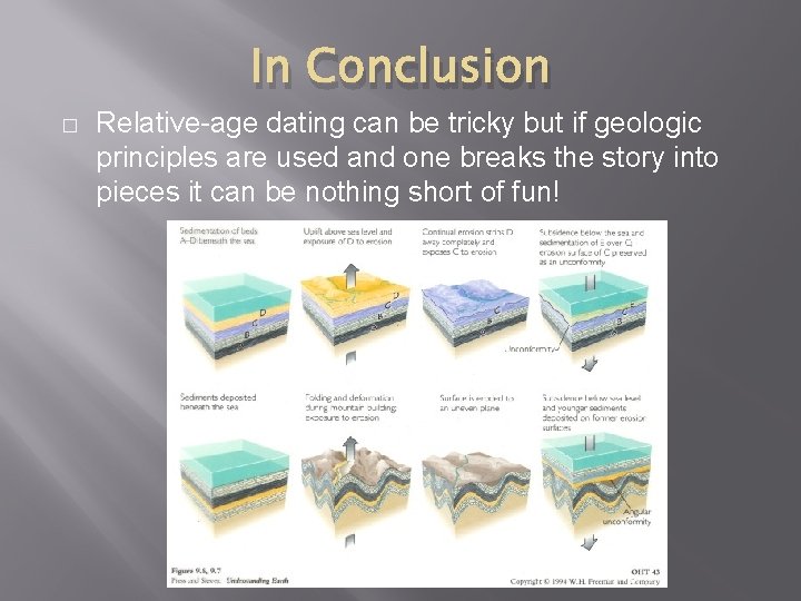 In Conclusion � Relative-age dating can be tricky but if geologic principles are used