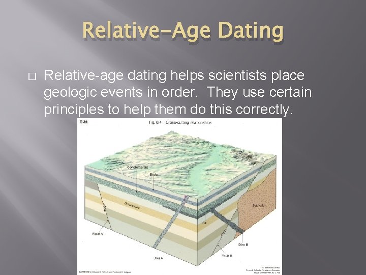 Relative-Age Dating � Relative-age dating helps scientists place geologic events in order. They use