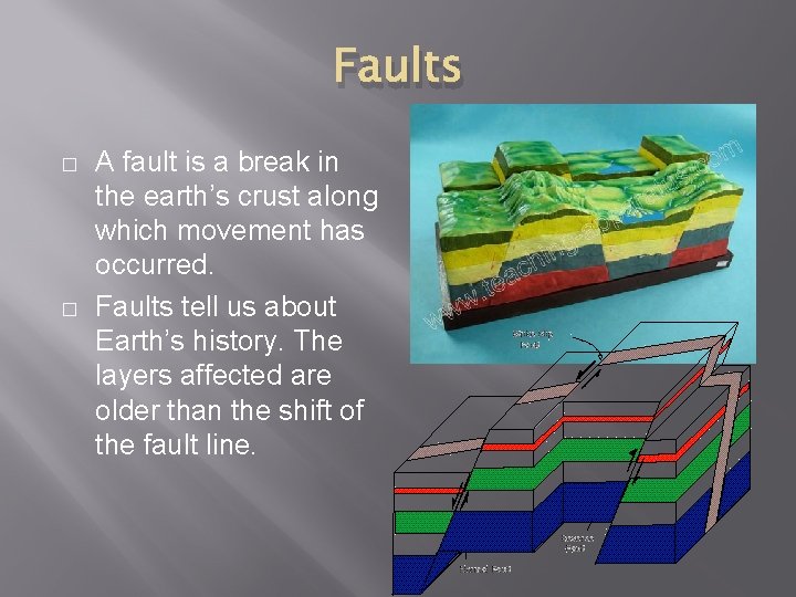 Faults � � A fault is a break in the earth’s crust along which