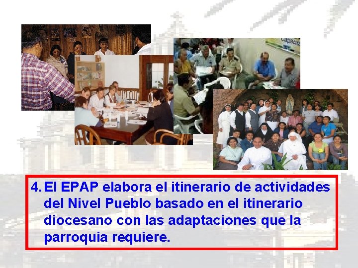 4. El EPAP elabora el itinerario de actividades del Nivel Pueblo basado en el