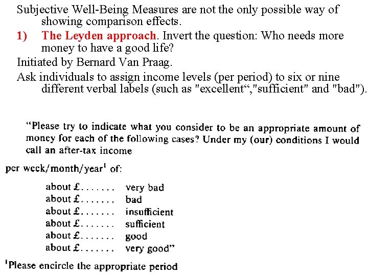 Subjective Well-Being Measures are not the only possible way of showing comparison effects. 1)