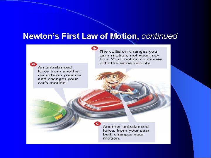 Chapter 6 Newton’s First Law of Motion, continued 