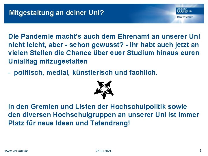 Mitgestaltung an deiner Uni? Die Pandemie macht's auch dem Ehrenamt an unserer Uni nicht