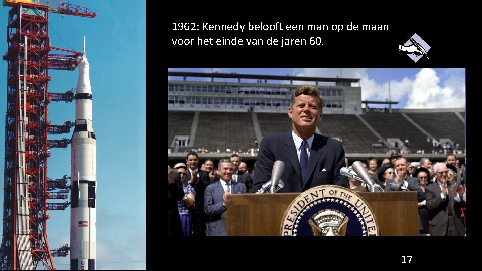 1962: Kennedy belooft een man op de maan voor het einde van de jaren