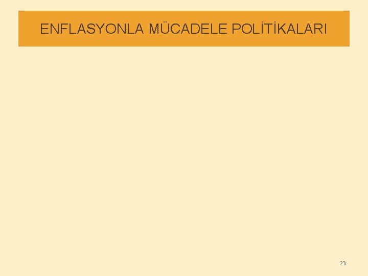 ENFLASYONLA MÜCADELE POLİTİKALARI 23 