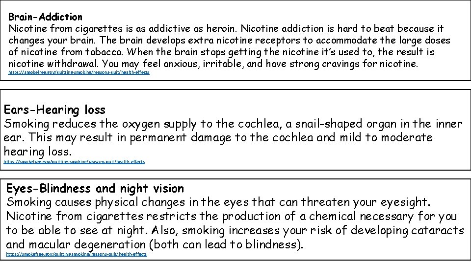 Brain-Addiction Nicotine from cigarettes is as addictive as heroin. Nicotine addiction is hard to