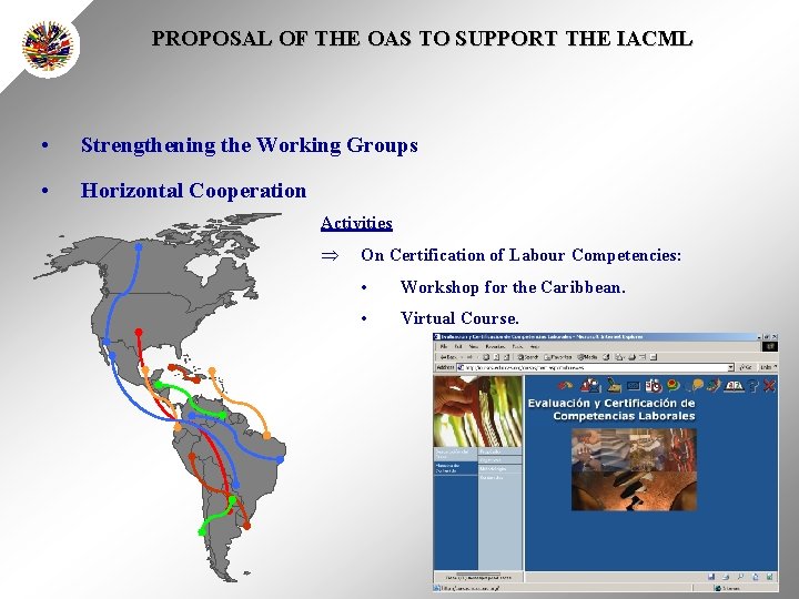 PROPOSAL OF THE OAS TO SUPPORT THE IACML • Strengthening the Working Groups •