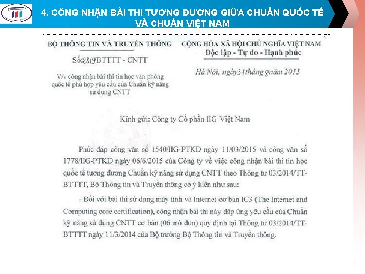 4. CÔNG NHẬN BÀI THI TƯƠNG ĐƯƠNG GIỮA CHUẨN QUỐC TẾ VÀ CHUẨN VIỆT