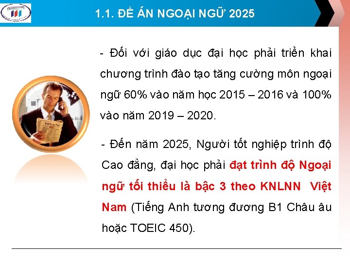 1. 1. ĐỀ ÁN NGOẠI NGỮ 2025 - Đối với giáo dục đại học