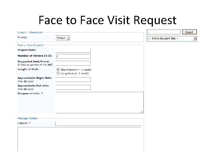 Face to Face Visit Request 