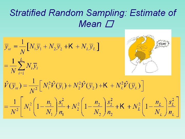Stratified Random Sampling: Estimate of Mean � 