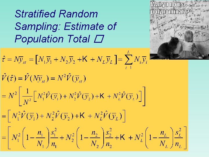 Stratified Random Sampling: Estimate of Population Total � 