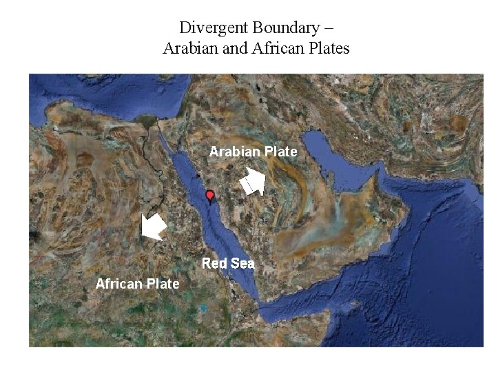 Divergent Boundary – Arabian and African Plates Arabian Plate Red Sea African Plate 