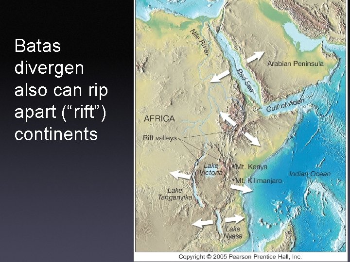 Batas divergen also can rip apart (“rift”) continents 