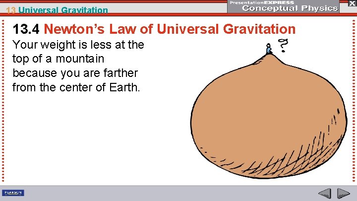 13 Universal Gravitation 13. 4 Newton’s Law of Universal Gravitation Your weight is less