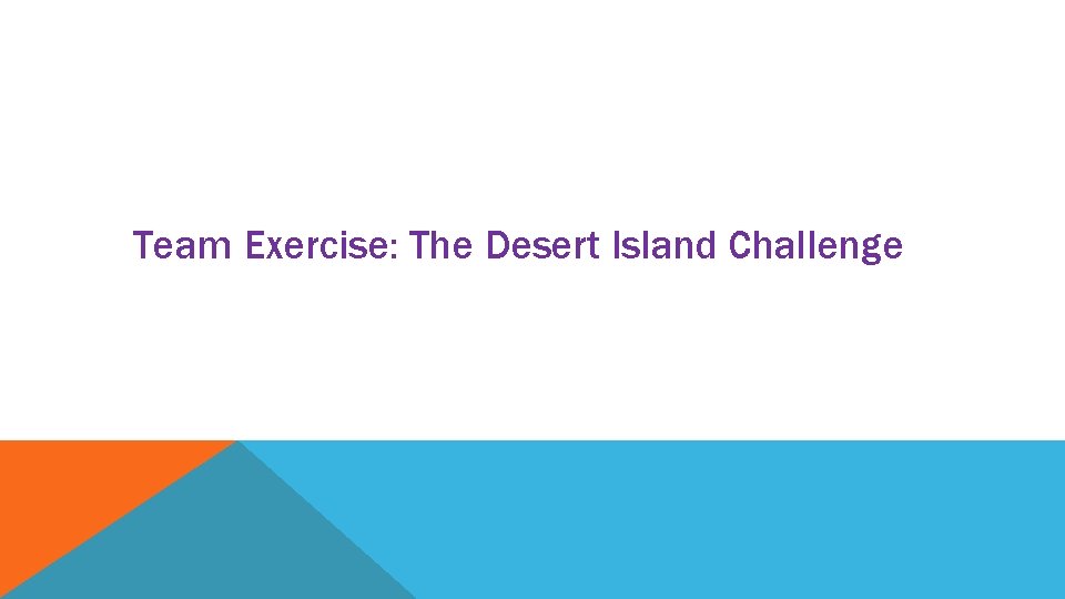 Team Exercise: The Desert Island Challenge 