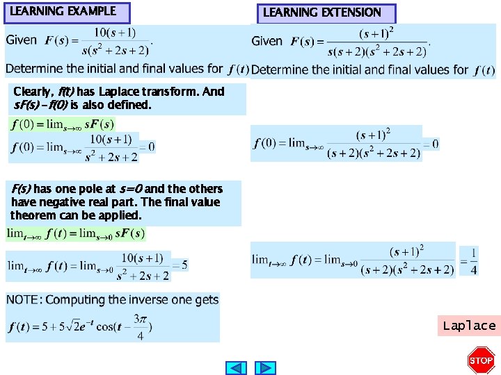 LEARNING EXAMPLE LEARNING EXTENSION Clearly, f(t) has Laplace transform. And s. F(s) -f(0) is
