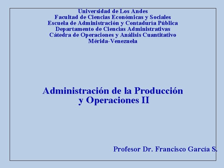 Universidad de Los Andes Facultad de Ciencias Econmicas