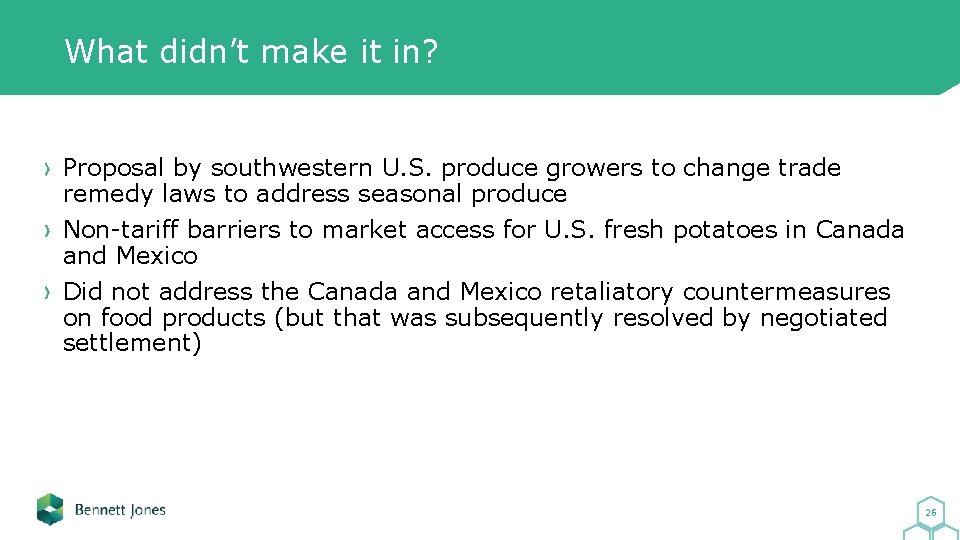 What didn’t make it in? Proposal by southwestern U. S. produce growers to change