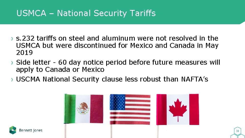 USMCA – National Security Tariffs s. 232 tariffs on steel and aluminum were not