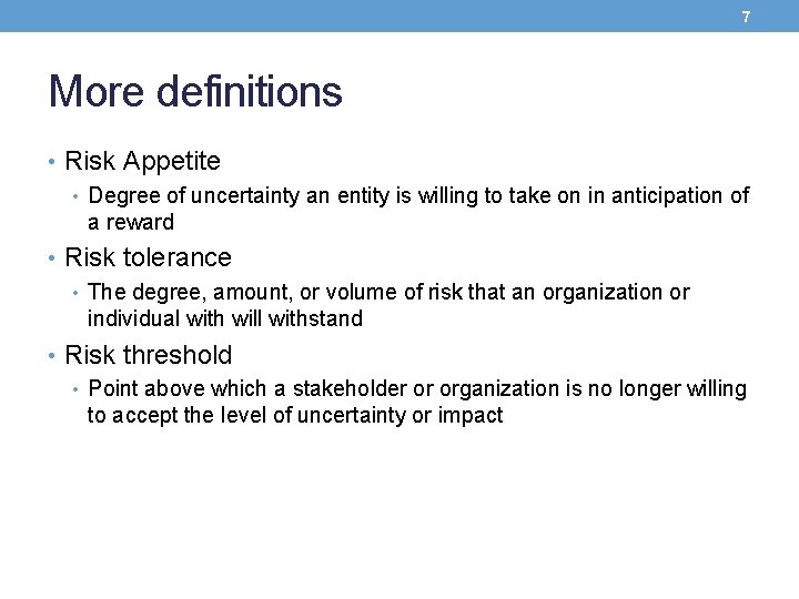 Overarching Risk Meaning PROJECT MANAGEMENT Chapter 16 Risk Management Planning 2