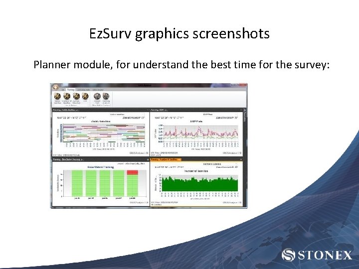 Ez. Surv graphics screenshots Planner module, for understand the best time for the survey: