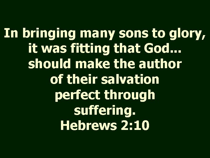 In bringing many sons to glory, it was fitting that God. . . should