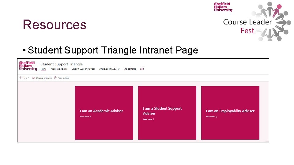 Resources • Student Support Triangle Intranet Page 