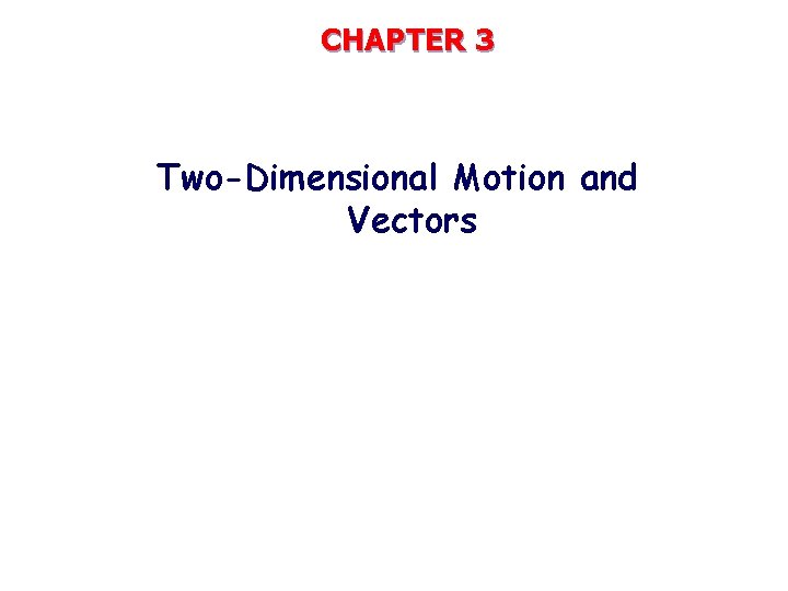 CHAPTER 3 Two-Dimensional Motion and Vectors 