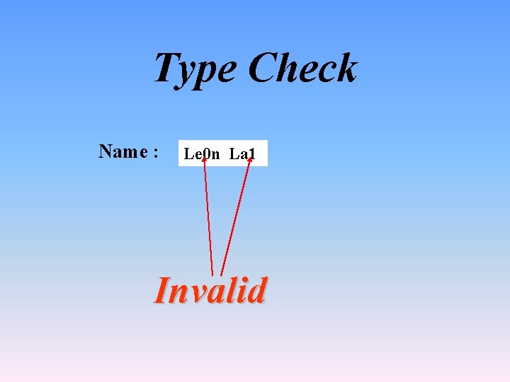 Type Check Name : Le 0 n La 1 Invalid 