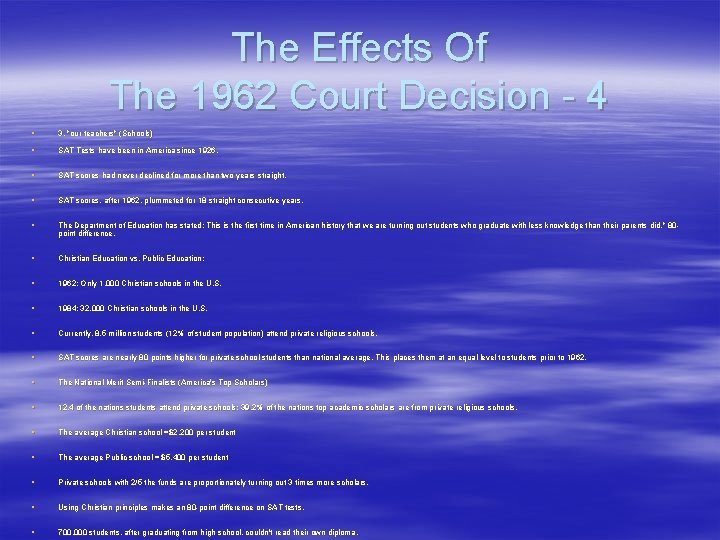 The Effects Of The 1962 Court Decision - 4 § 3. "our teachers" (Schools)