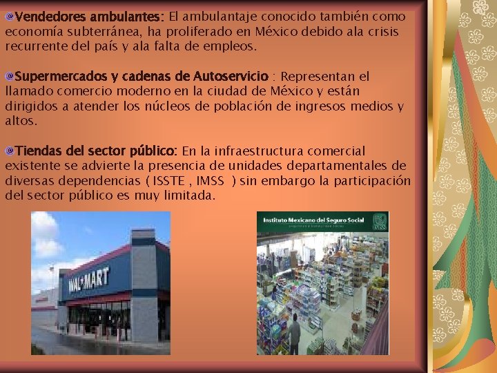 Vendedores ambulantes: El ambulantaje conocido también como economía subterránea, ha proliferado en México debido