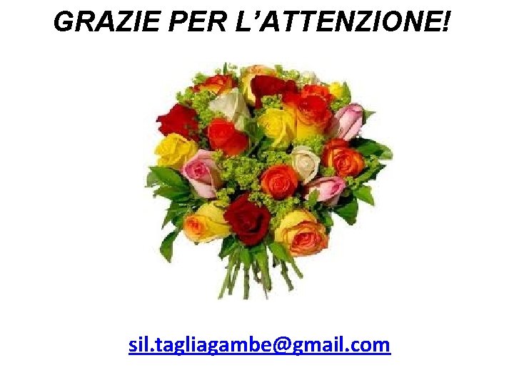 GRAZIE PER L’ATTENZIONE! sil. tagliagambe@gmail. com 