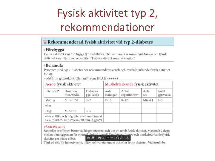 Fysisk aktivitet typ 2, rekommendationer 