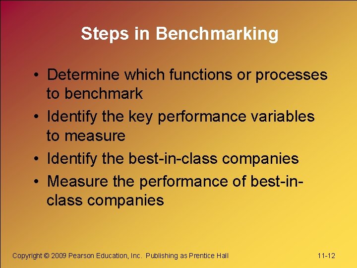 Steps in Benchmarking • Determine which functions or processes to benchmark • Identify the