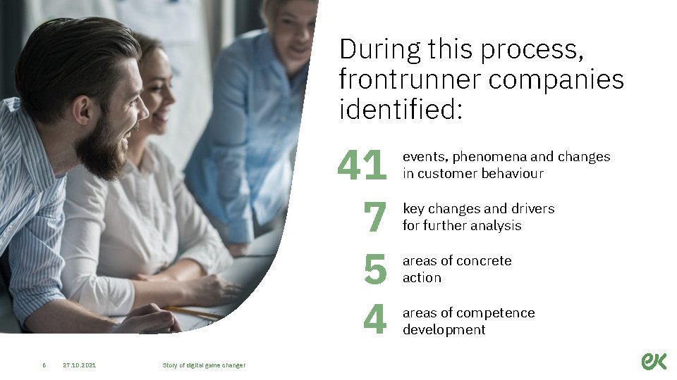 During this process, frontrunner companies identified: 41 7 5 4 6 27. 10. 2021