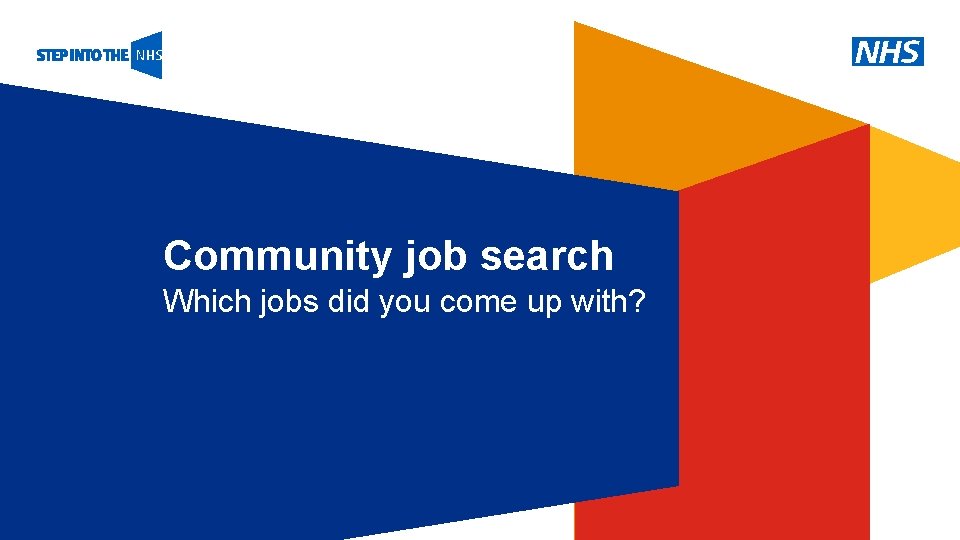 Community job search Which jobs did you come up with? 