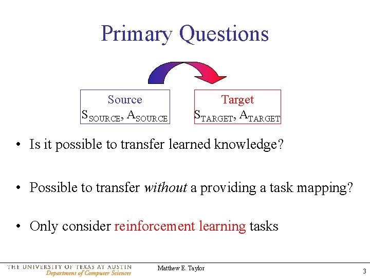Primary Questions Source SSOURCE, ASOURCE Target STARGET, ATARGET • Is it possible to transfer