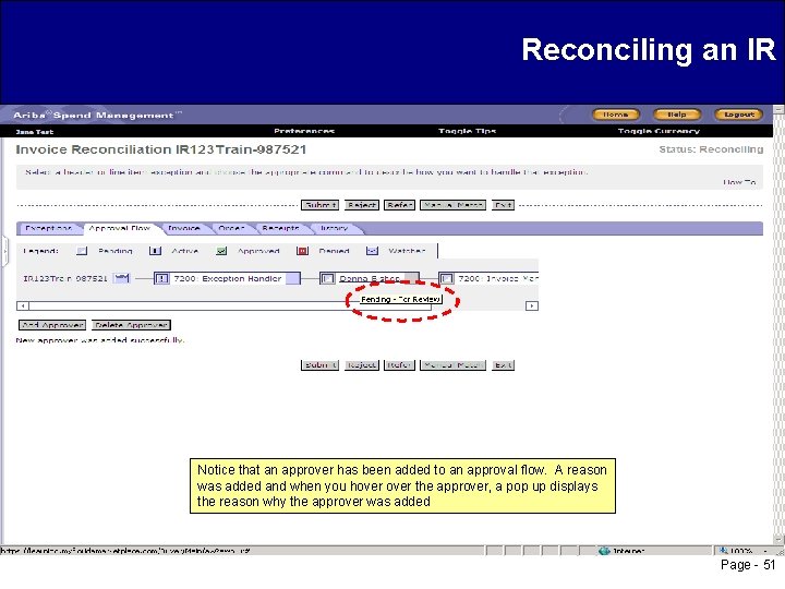 Reconciling an IR Notice that an approver has been added to an approval flow.