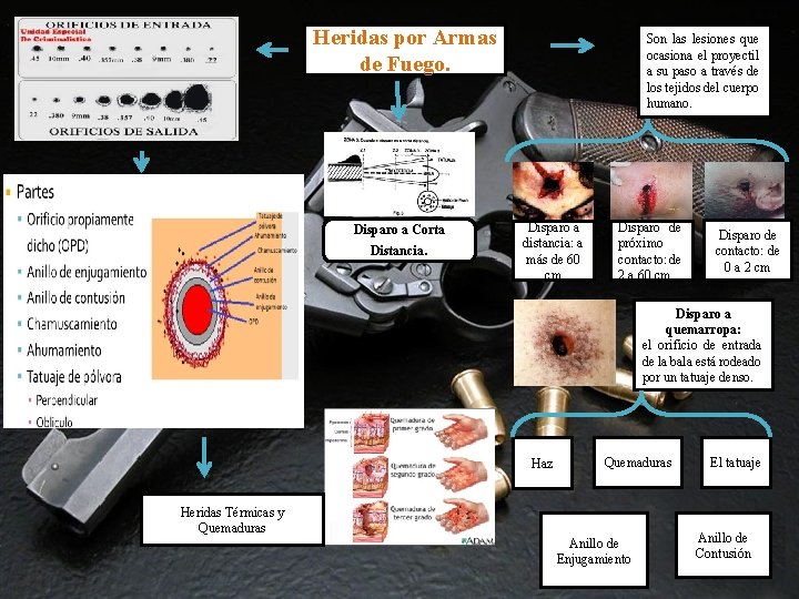 Heridas por Armas de Fuego. Disparo a Corta Distancia. Son las lesiones que ocasiona Heridas por Armas de Fuego. Disparo a Corta Distancia. Son las lesiones que ocasiona