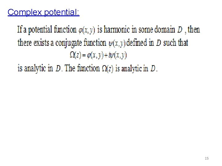 Complex potential: 15 