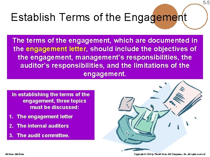 5 -5 Establish Terms of the Engagement The terms of the engagement, which are