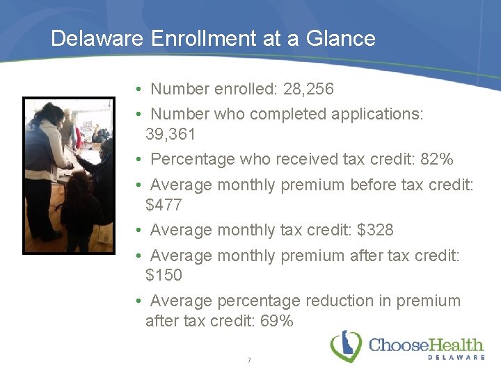 Delaware Enrollment at a Glance • Number enrolled: 28, 256 • Number who completed