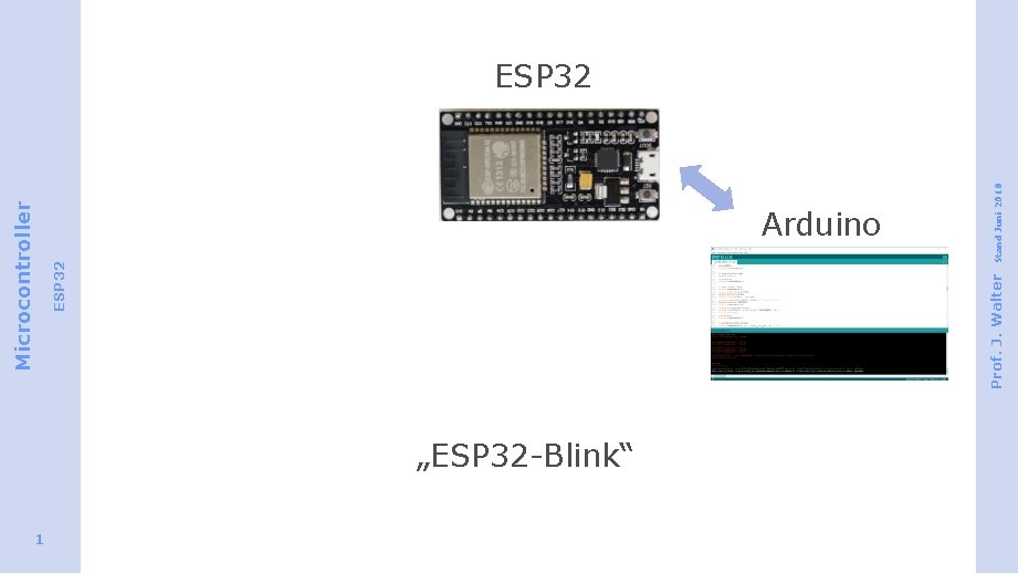1 Prof. J. Walter Arduino „ESP 32 -Blink“ Stand Juni 2018 ESP 32 Microcontroller