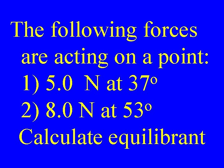 The following forces are acting on a point: o 1) 5. 0 N at