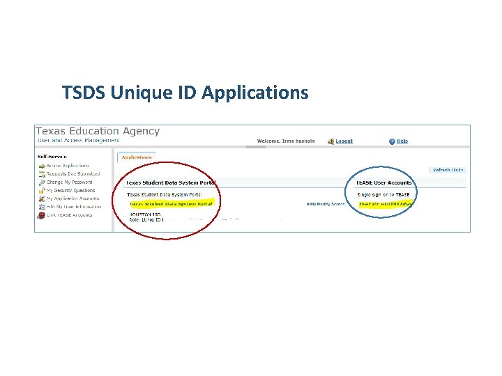 TSDS Unique ID Applications 