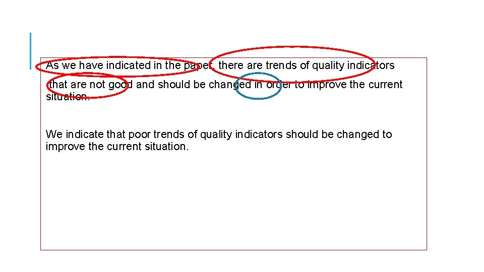 As we have indicated in the paper, there are trends of quality indicators that